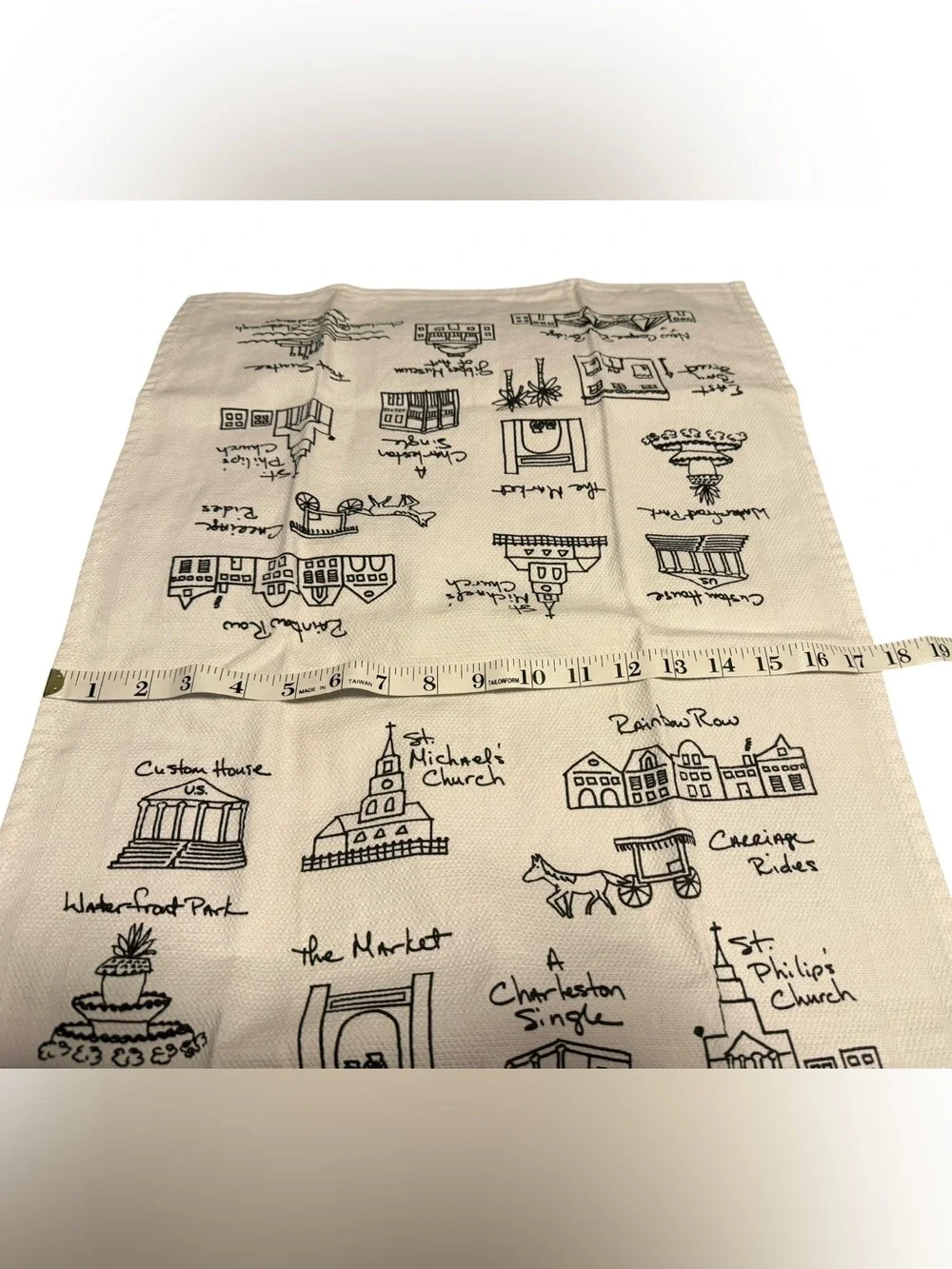 Charleston South Carolina Landmark Black & White Kitchen Hand Towel Tea Towel